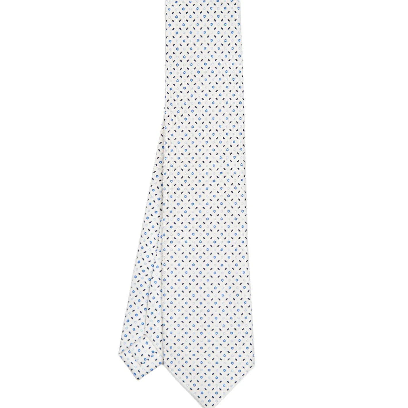 E.Marinella CRAVATTA SARTORIALE 5 PIEGHE IN SETA BIANCA Microfantasia fiore Online