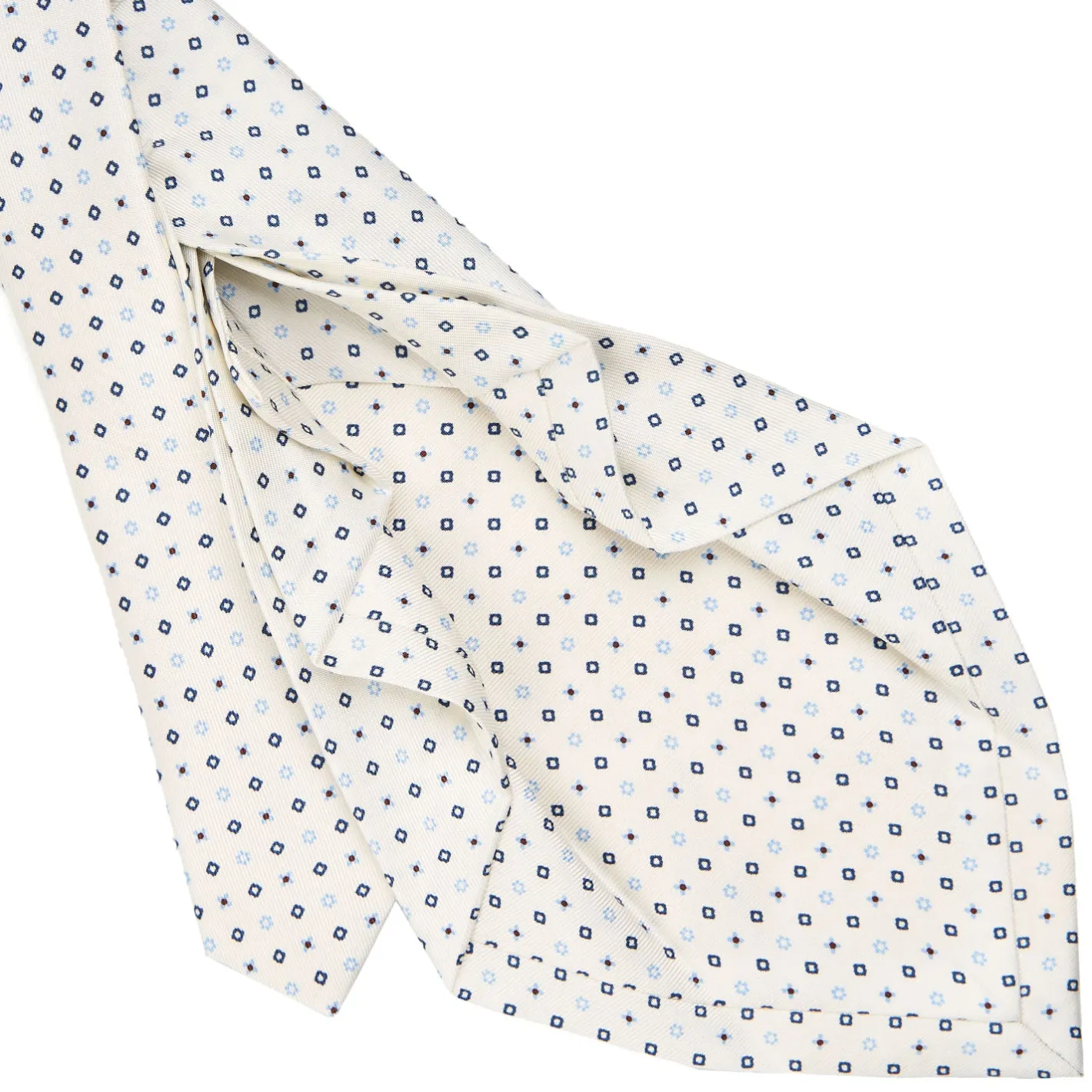 E.Marinella CRAVATTA SARTORIALE 7 PIEGHE IN SETA BIANCA Microfantasia fiore Online