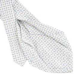 E.Marinella CRAVATTA SARTORIALE 5 PIEGHE IN SETA BIANCA Microfantasia fiore Online