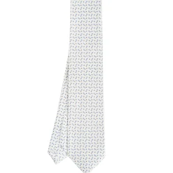 E.Marinella CRAVATTA SARTORIALE 5 PIEGHE IN SETA BIANCA Microfantasia fiore Online
