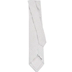 E.Marinella CRAVATTA SARTORIALE 7 PIEGHE IN SETA BIANCA Microfantasia fiore Clearance