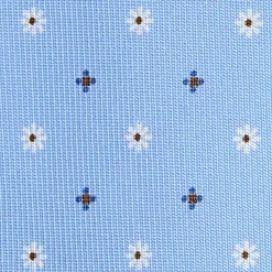 E.Marinella CRAVATTA SARTORIALE 5 PIEGHE IN SETA AZZURRA Microfantasia fiore Sale