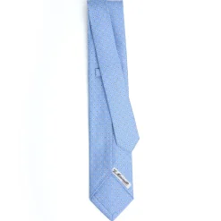 E.Marinella CRAVATTA SARTORIALE 5 PIEGHE IN SETA AZZURRA Microfantasia fiore Discount