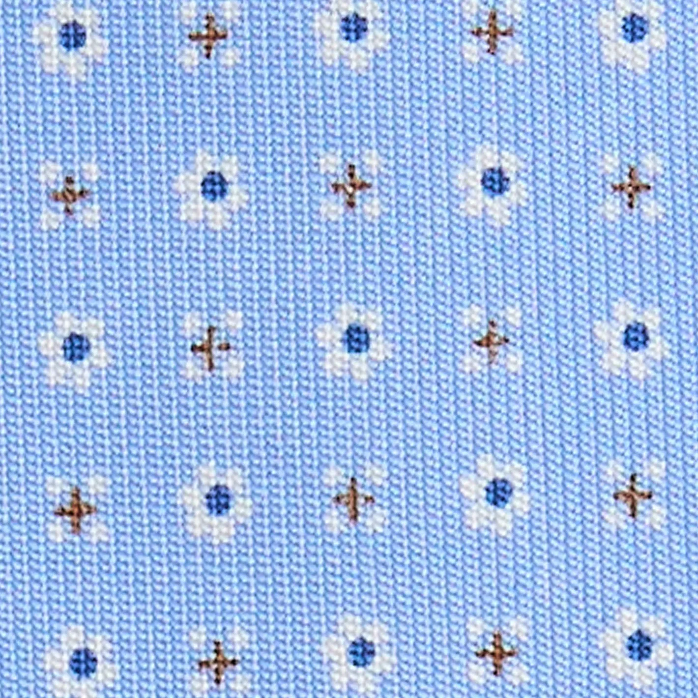 E.Marinella CRAVATTA SARTORIALE 5 PIEGHE IN SETA AZZURRA Microfantasia fiore Discount