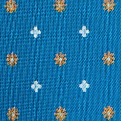 E.Marinella CRAVATTA SARTORIALE 5 PIEGHE IN SETA BLU MEDIO Microfantasia fiore Clearance