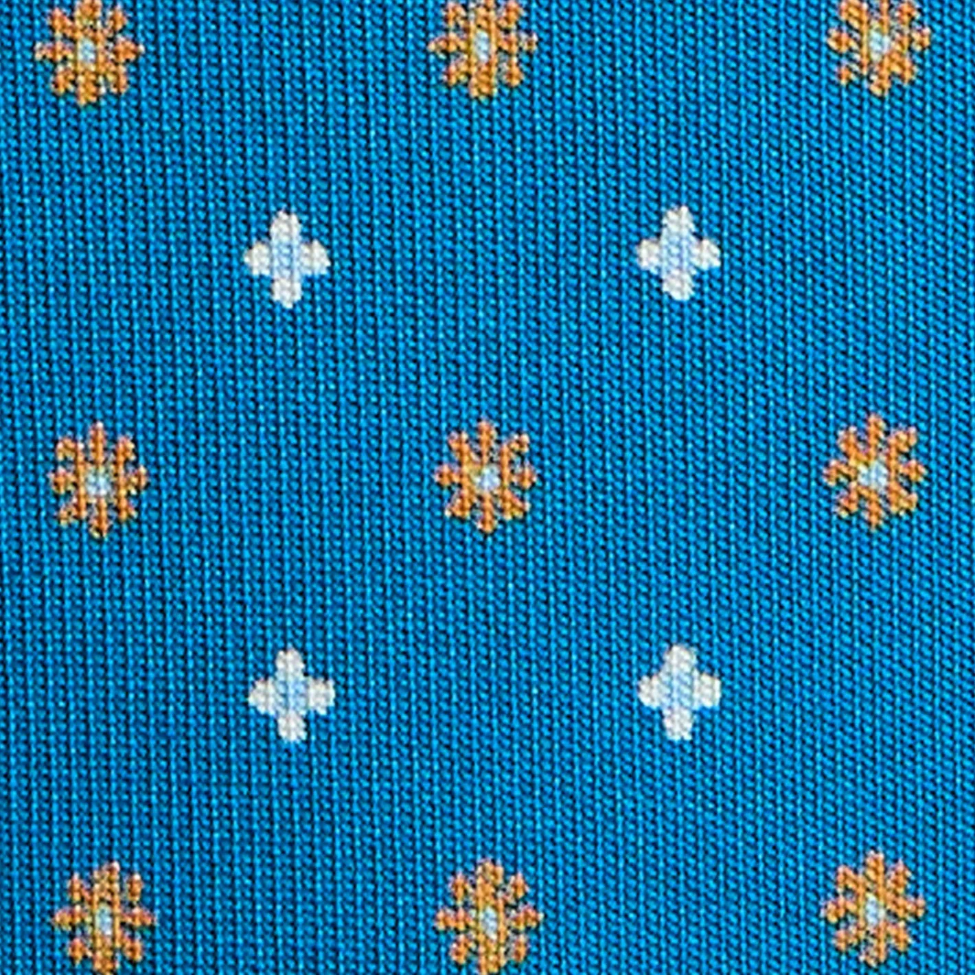 E.Marinella CRAVATTA SARTORIALE 5 PIEGHE IN SETA BLU MEDIO Microfantasia fiore Clearance