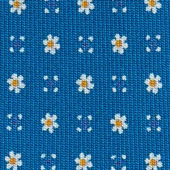 E.Marinella CRAVATTA SARTORIALE 5 PIEGHE IN SETA BLU MEDIO Microfantasia fiore Hot