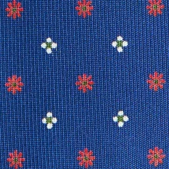 E.Marinella CRAVATTA SARTORIALE 5 PIEGHE IN SETA BLUETTE Microfantasia fiore