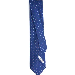 E.Marinella CRAVATTA SARTORIALE 5 PIEGHE IN SETA BLUETTE Microfantasia fiore Discount