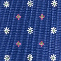 E.Marinella CRAVATTA SARTORIALE 5 PIEGHE IN SETA BLUETTE Microfantasia fiore Discount
