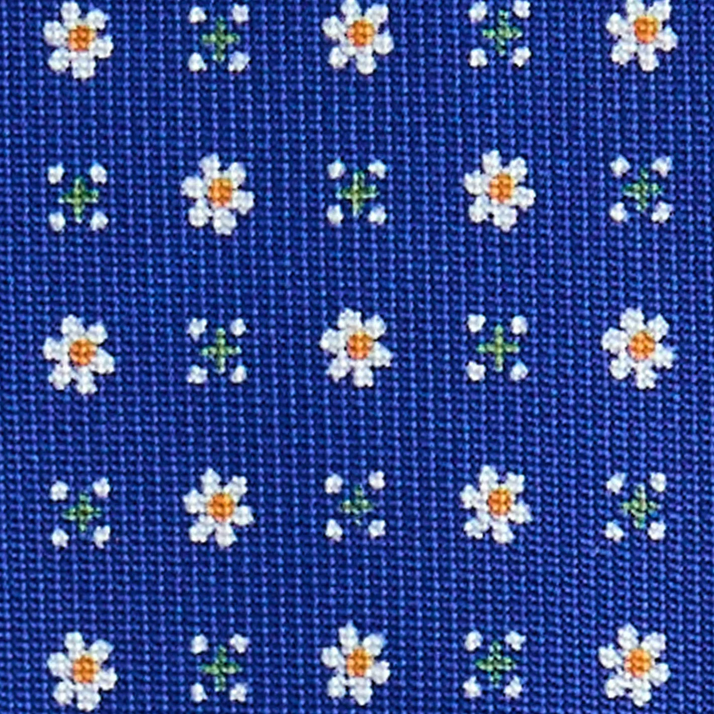 E.Marinella CRAVATTA SARTORIALE 5 PIEGHE IN SETA BLUETTE Microfantasia fiore Outlet