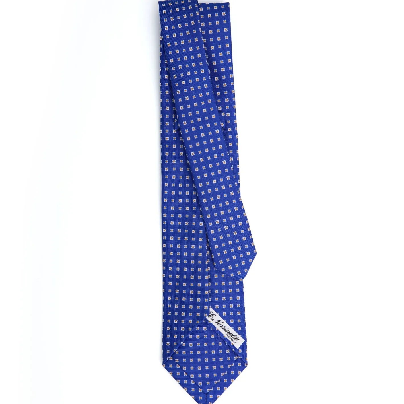 E.Marinella CRAVATTA SARTORIALE 5 PIEGHE IN SETA BLUETTE Microfantasia fiore Sale
