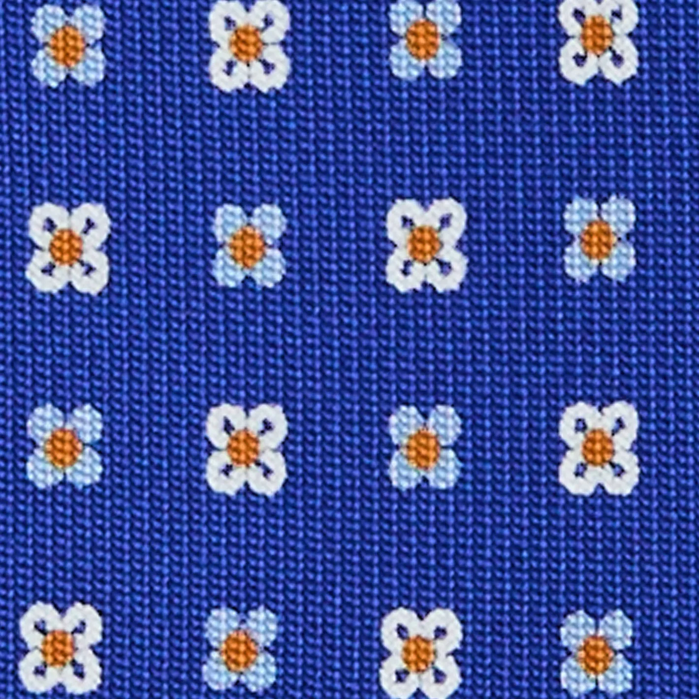 E.Marinella CRAVATTA SARTORIALE 5 PIEGHE IN SETA BLUETTE Microfantasia fiore Sale