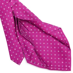 E.Marinella CRAVATTA SARTORIALE 5 PIEGHE IN SETA FUCSIA Microfantasia fiore Best