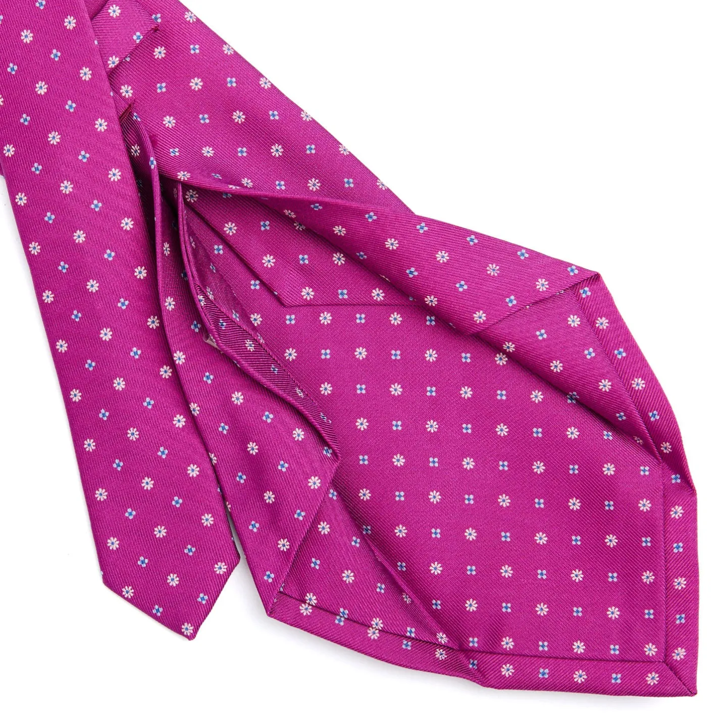 E.Marinella CRAVATTA SARTORIALE 5 PIEGHE IN SETA FUCSIA Microfantasia fiore Best