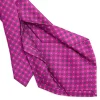 E.Marinella CRAVATTA SARTORIALE 5 PIEGHE IN SETA FUCSIA Microfantasia fiore Outlet