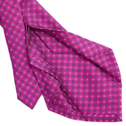 E.Marinella CRAVATTA SARTORIALE 5 PIEGHE IN SETA FUCSIA Microfantasia fiore Outlet