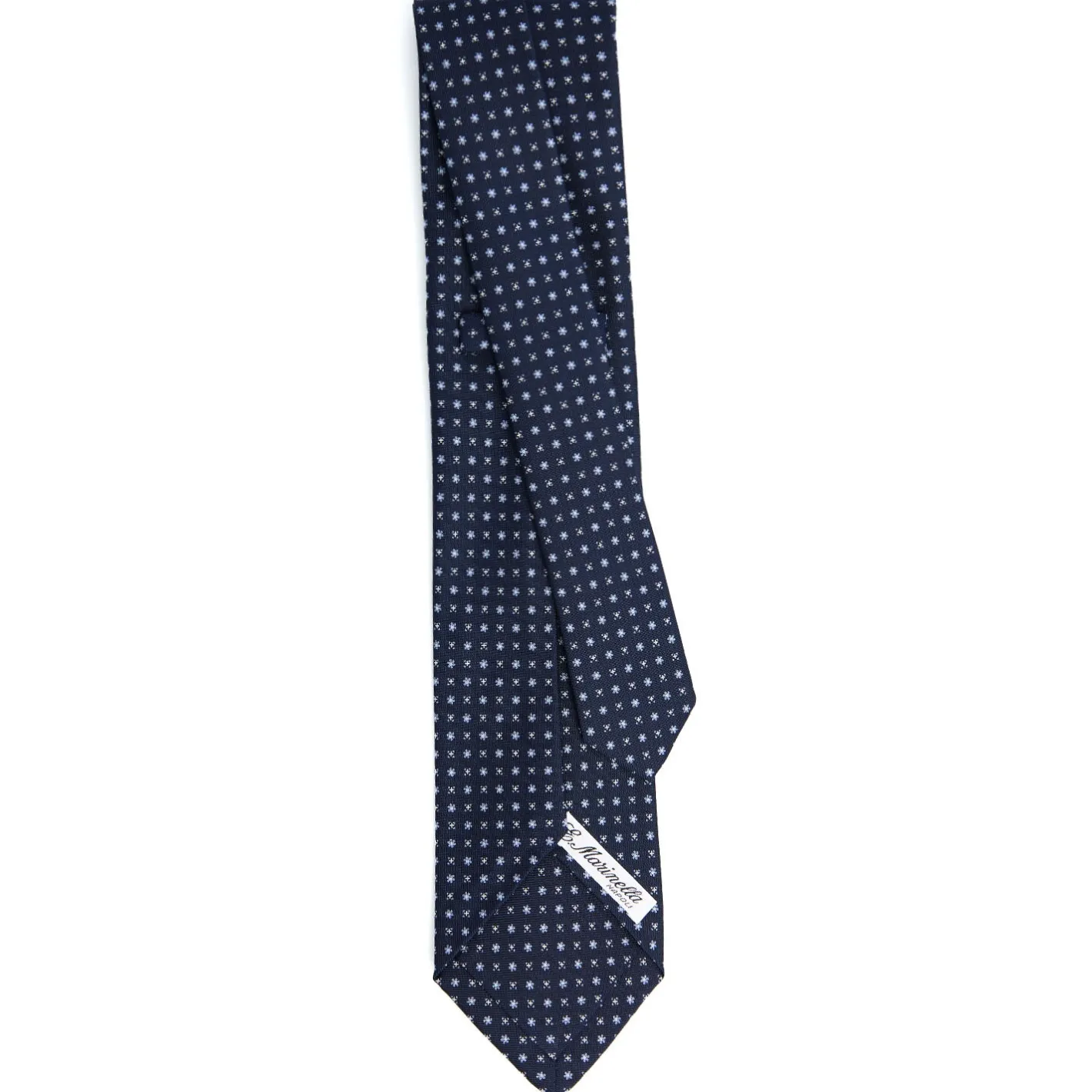 E.Marinella CRAVATTA SARTORIALE 5 PIEGHE IN SETA BLU SCUROMicrofantasia fiore Online