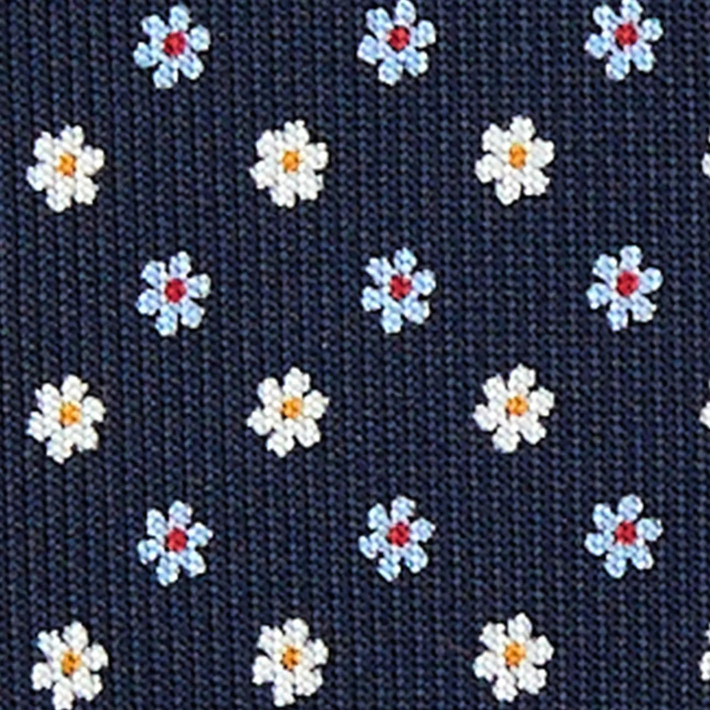 E.Marinella CRAVATTA SARTORIALE 5 PIEGHE IN SETA BLU SCUROMicrofantasia fiore Sale