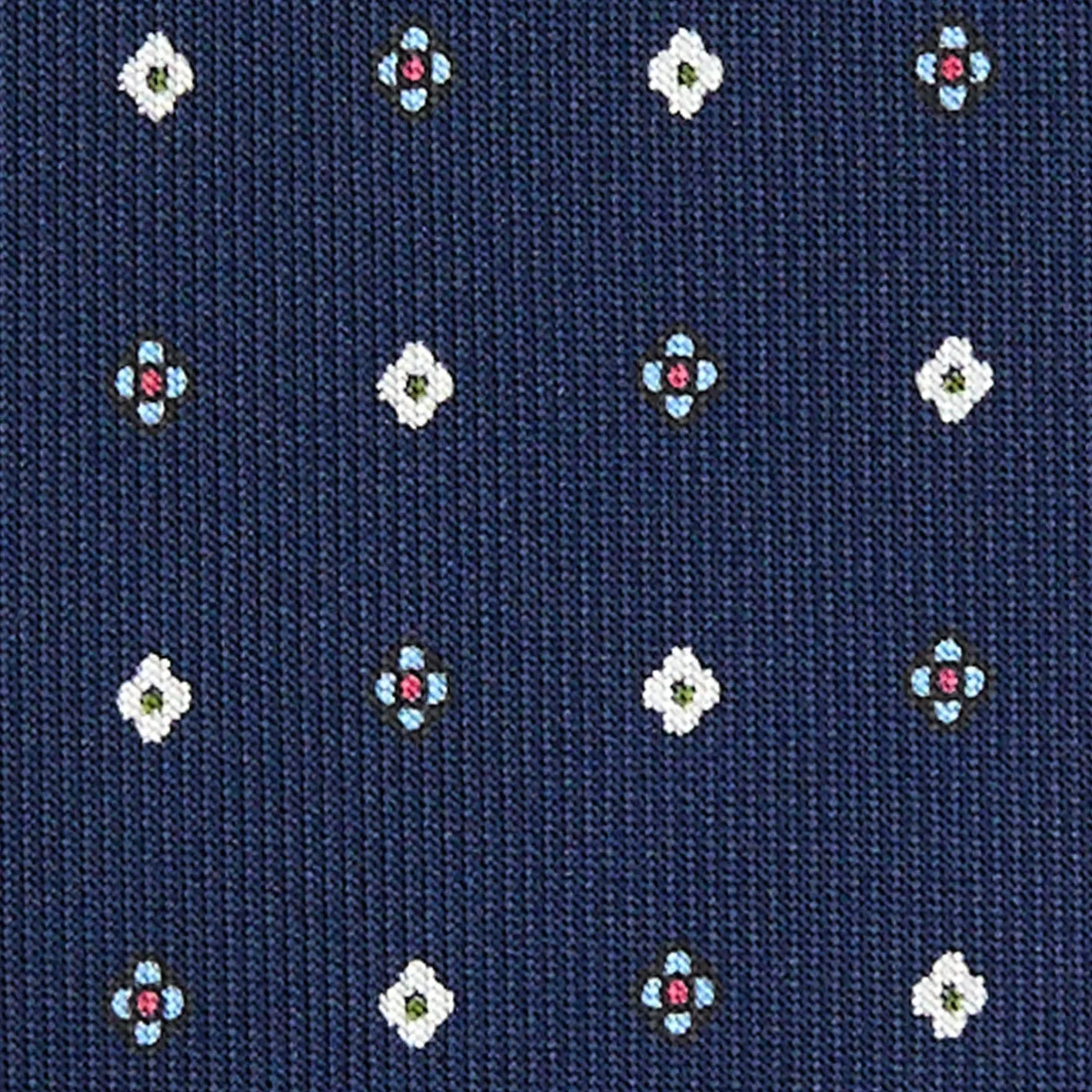E.Marinella CRAVATTA SARTORIALE 5 PIEGHE IN SETA BLU SCUROMicrofantasia fiore New