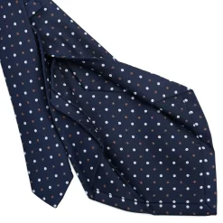 E.Marinella CRAVATTA SARTORIALE 5 PIEGHE IN SETA BLU SCUROMicrofantasia fiore Sale