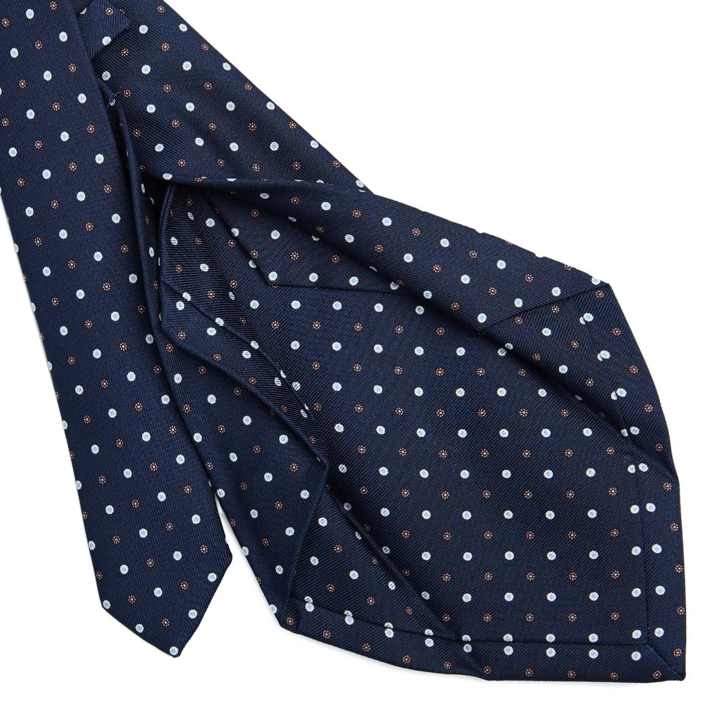 E.Marinella CRAVATTA SARTORIALE 5 PIEGHE IN SETA BLU SCUROMicrofantasia fiore Sale
