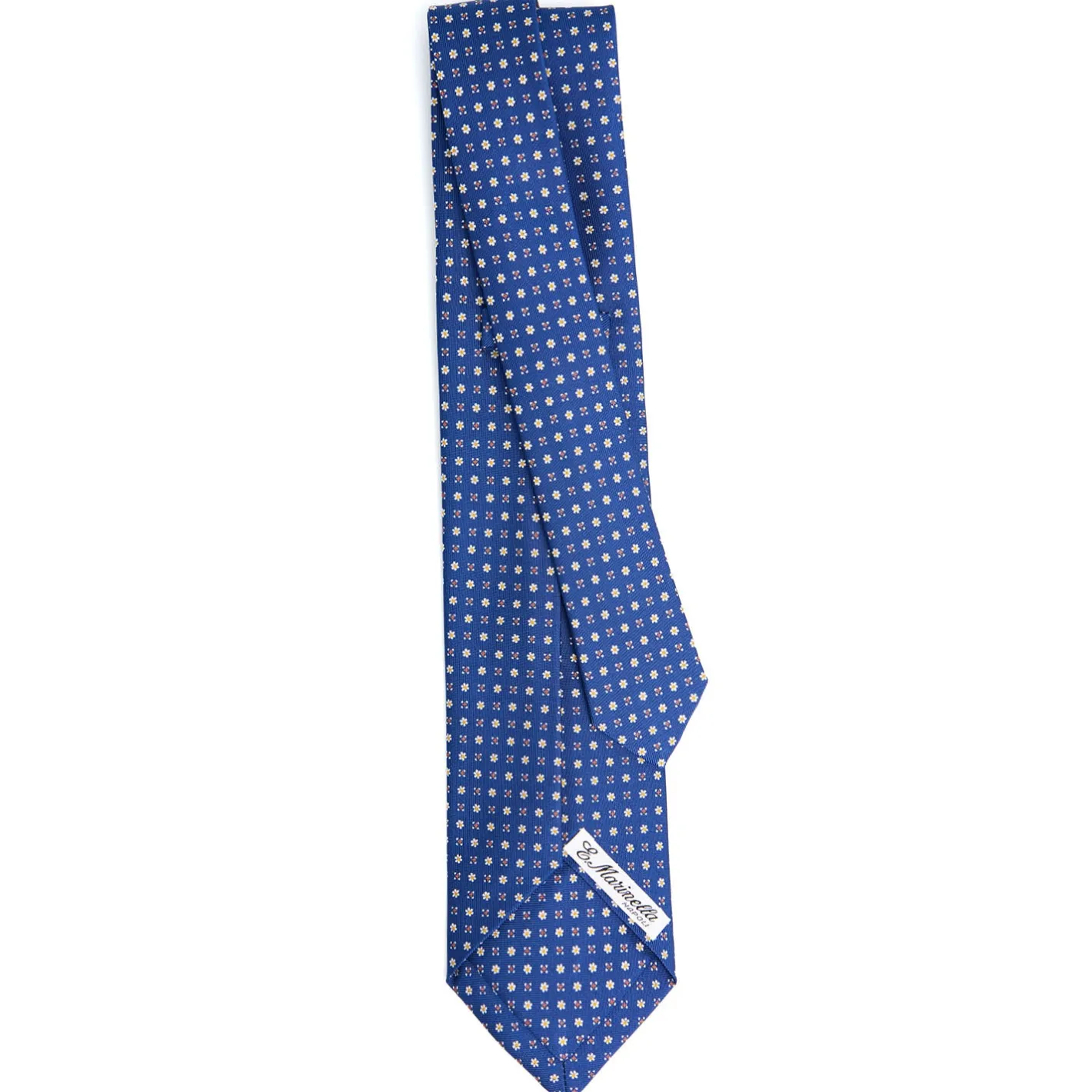 E.Marinella CRAVATTA SARTORIALE 5 PIEGHE IN SETA BLUMicrofantasia fiore Discount