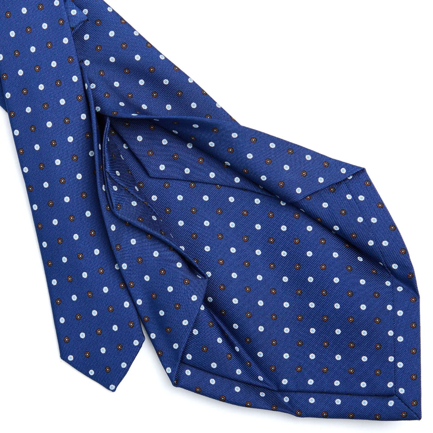 E.Marinella CRAVATTA SARTORIALE 5 PIEGHE IN SETA BLUMicrofantasia fiore Outlet
