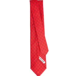 E.Marinella CRAVATTA SARTORIALE 5 PIEGHE IN SETA ROSSA Microfantasia fiore Best