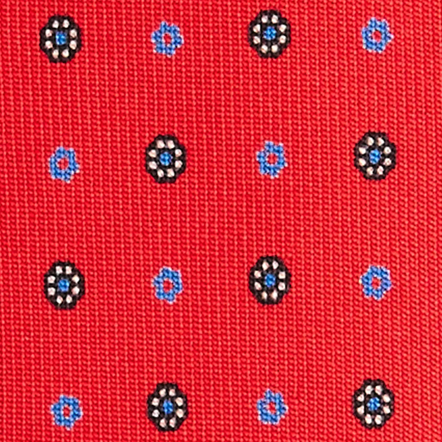 E.Marinella CRAVATTA SARTORIALE 5 PIEGHE IN SETA ROSSA Microfantasia fiore Best