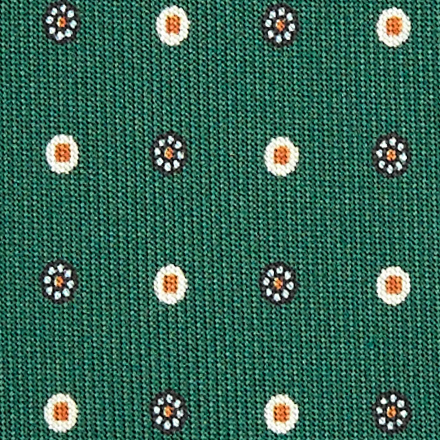 E.Marinella CRAVATTA SARTORIALE 5 PIEGHE IN SETA VERDE SCURO Microfantasia fiore Hot
