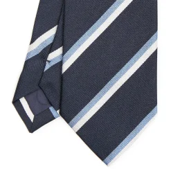 E.Marinella CRAVATTA SARTORIALE RIGATA In seta blu scuro Online
