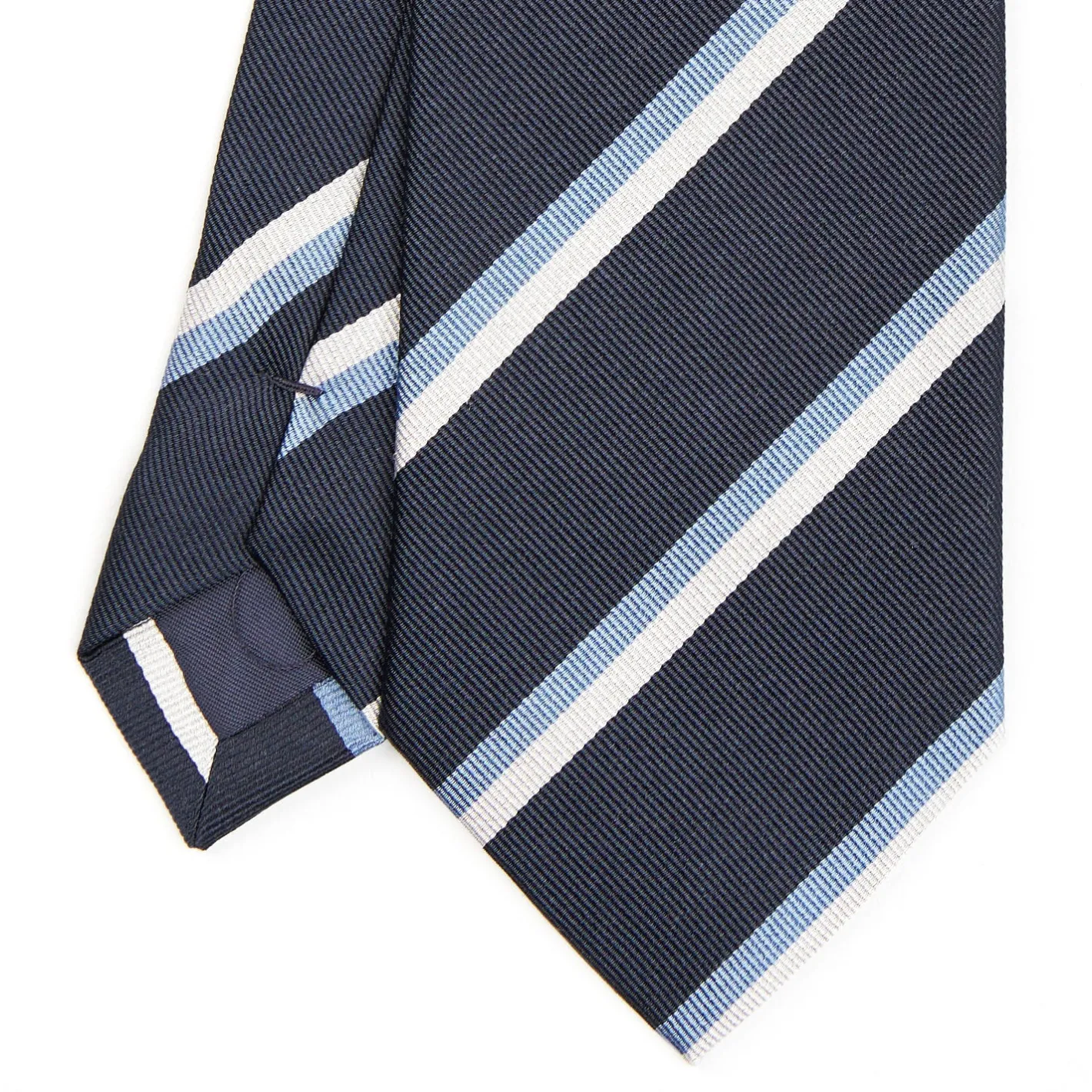 E.Marinella CRAVATTA SARTORIALE RIGATA In seta blu scuro Online