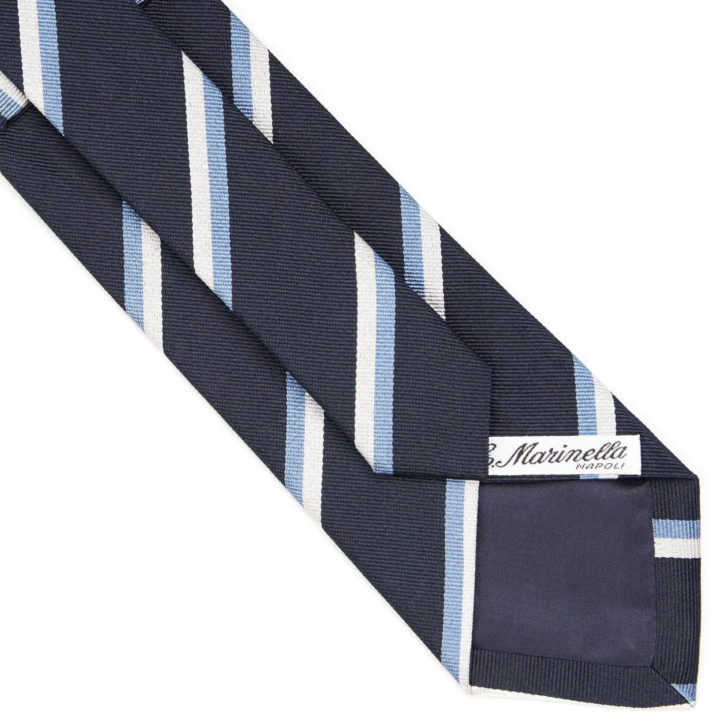E.Marinella CRAVATTA SARTORIALE RIGATA In seta blu scuro Online