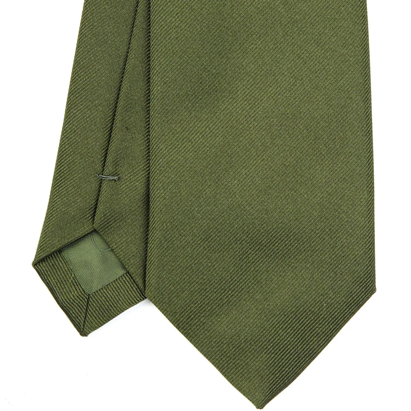 E.Marinella CRAVATTA SARTORIALE SETA JACQUARD VERDE OLIVA Tinta unita Clearance