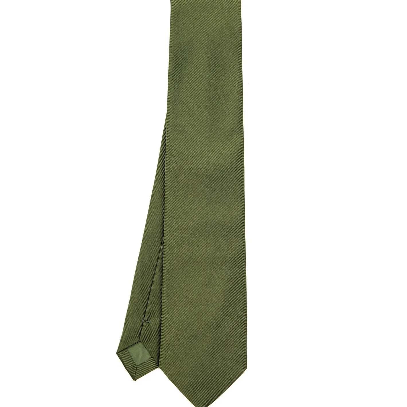 E.Marinella CRAVATTA SARTORIALE SETA JACQUARD VERDE OLIVA Tinta unita Clearance