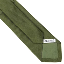 E.Marinella CRAVATTA SARTORIALE SETA JACQUARD VERDE OLIVA Tinta unita Clearance