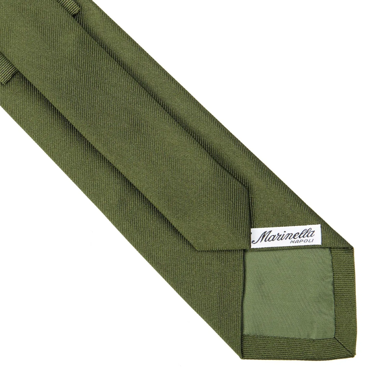 E.Marinella CRAVATTA SARTORIALE SETA JACQUARD VERDE OLIVA Tinta unita Clearance