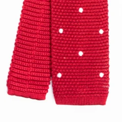 E.Marinella CRAVATTA SARTORIALE TRICOT IN SETA ROSSA Pois Clearance