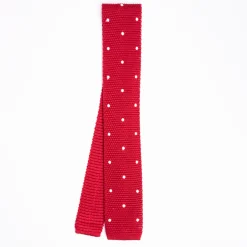 E.Marinella CRAVATTA SARTORIALE TRICOT IN SETA ROSSA Pois Clearance