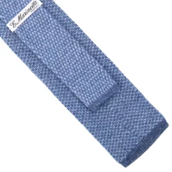 E.Marinella CRAVATTA TRICOT IN CASHMERE AZZURRO POLVERE Tinta unita