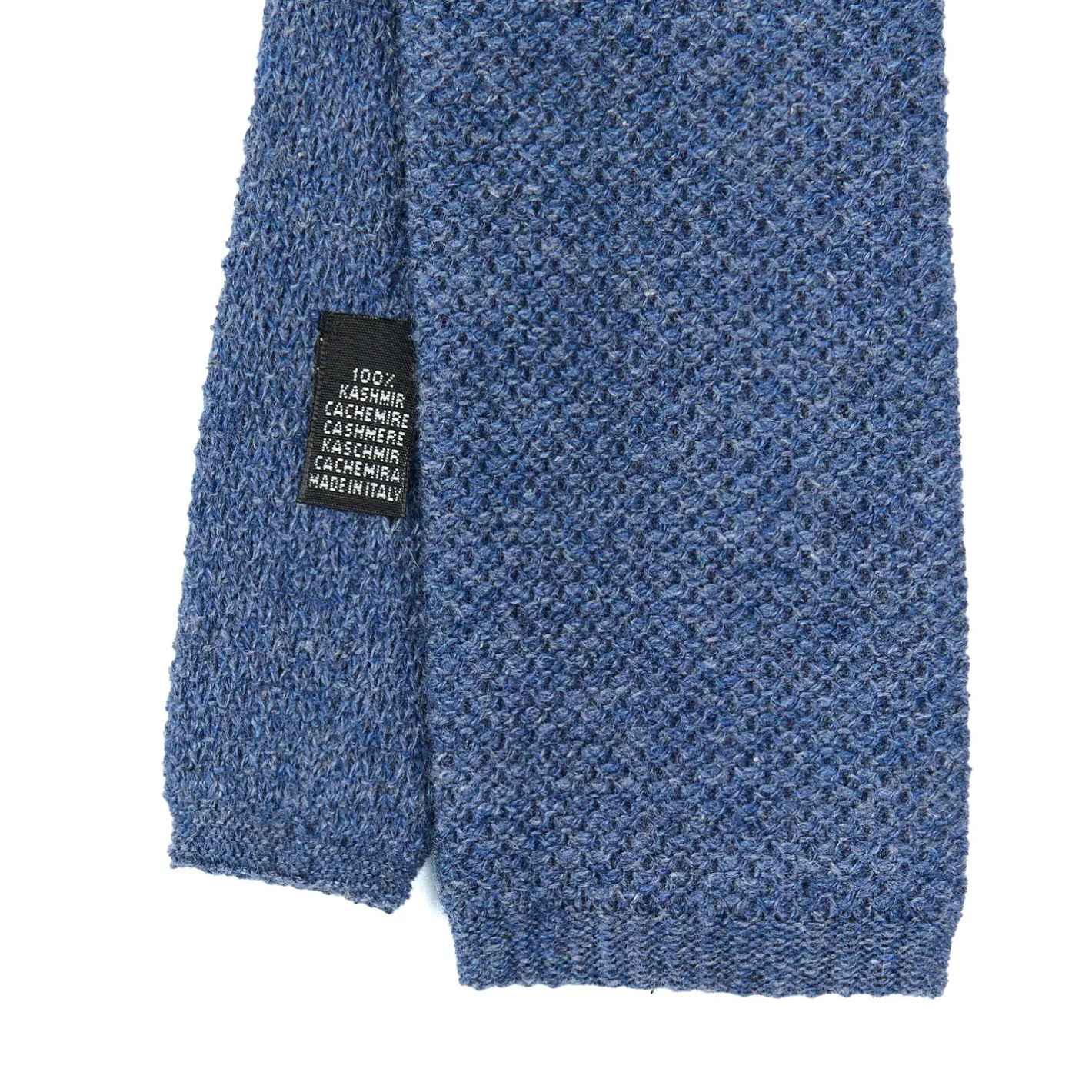 E.Marinella CRAVATTA TRICOT IN CASHMERE BLU Tinta unita New
