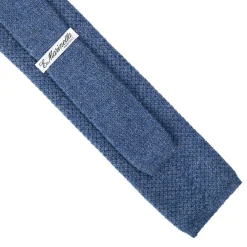 E.Marinella CRAVATTA TRICOT IN CASHMERE BLU Tinta unita New