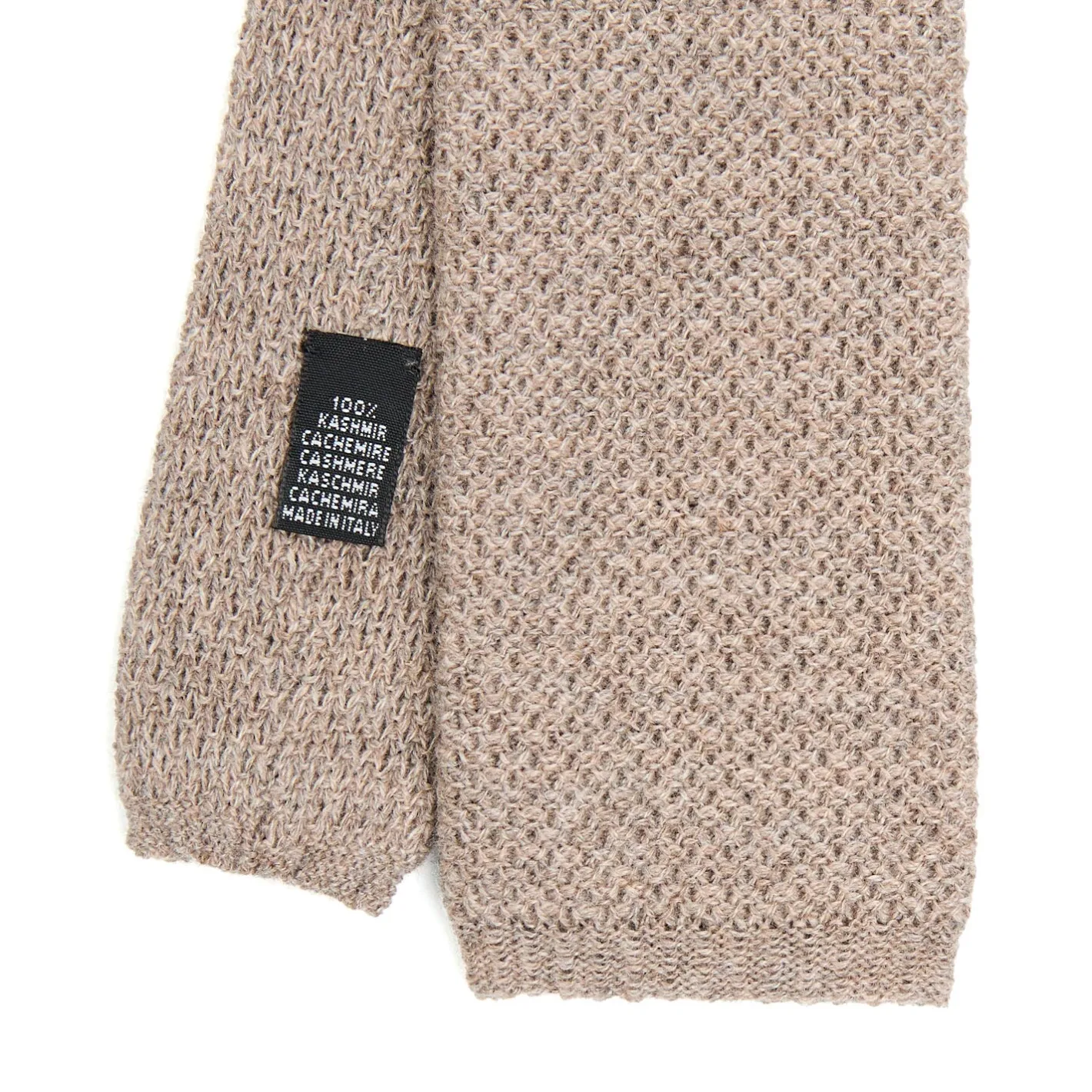 E.Marinella CRAVATTA TRICOT IN CASHMERE BEIGE Tinta unita Discount