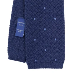 E.Marinella CRAVATTA TRICOT IN CASHMERE BLU SCURO Pois azzurro Clearance