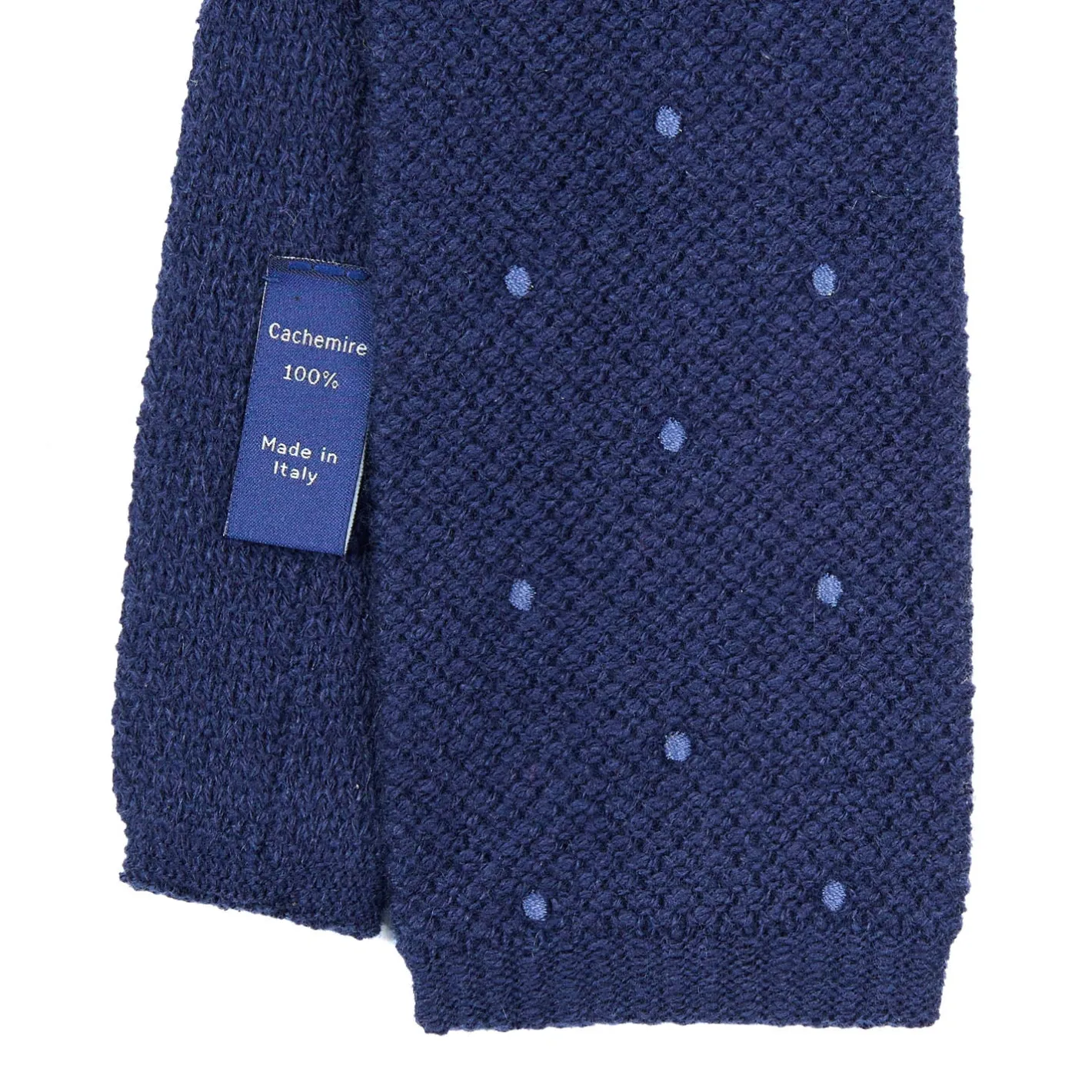E.Marinella CRAVATTA TRICOT IN CASHMERE BLU SCURO Pois azzurro Clearance