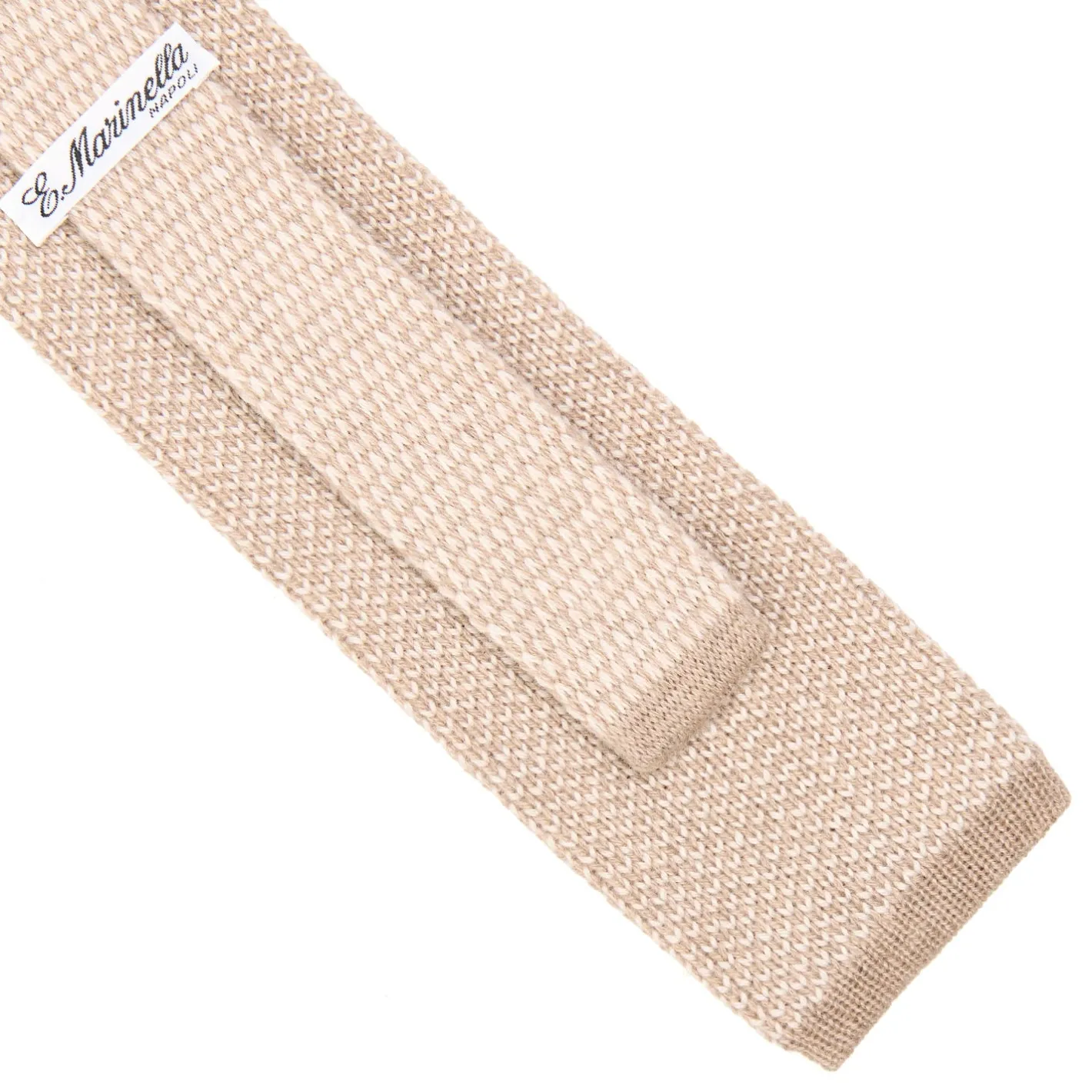 E.Marinella CRAVATTA TRICOT IN CASHMERE BEIGE Tinta unita New