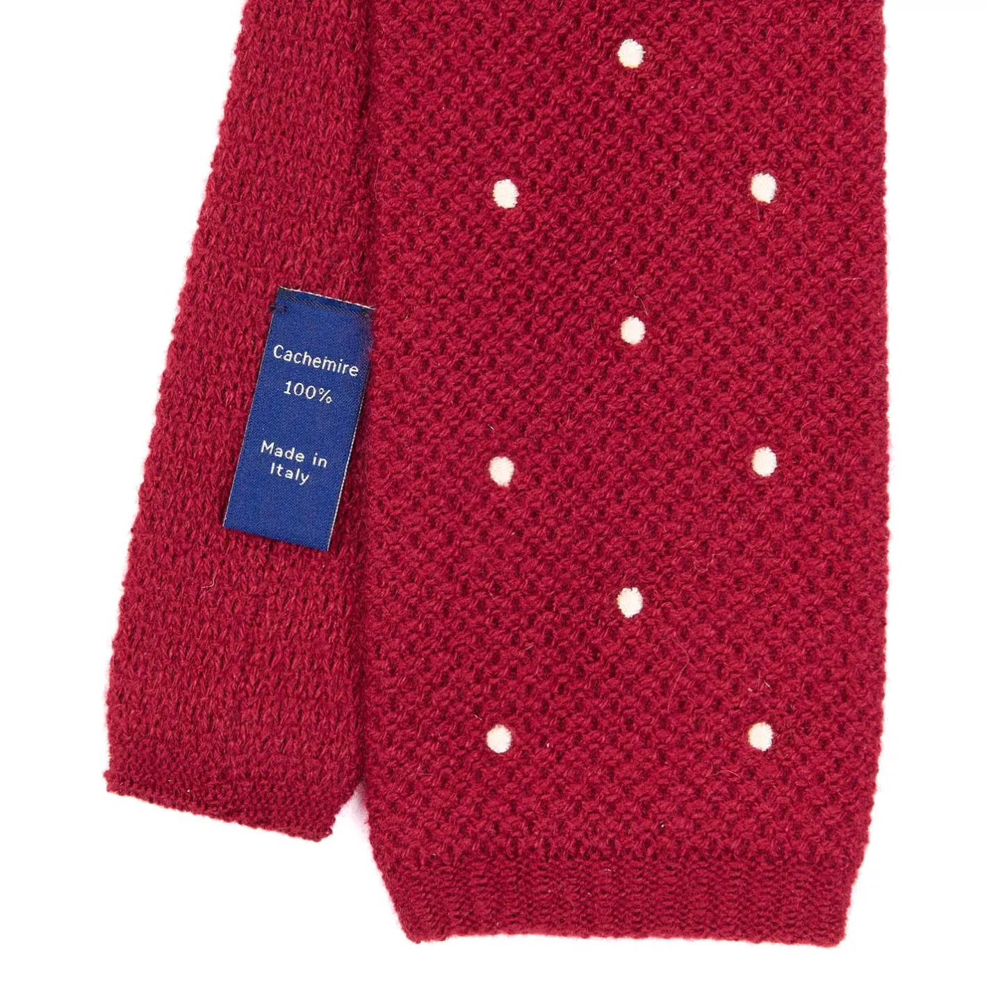 E.Marinella CRAVATTA TRICOT IN CASHMERE BORDEAUX Pois azzurro Outlet