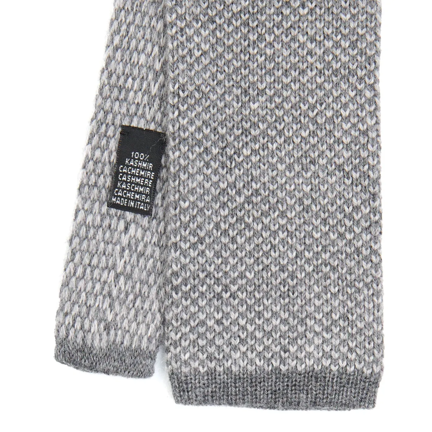 E.Marinella CRAVATTA TRICOT IN CASHMERE GRIGIO CHIARO Tinta unita Hot