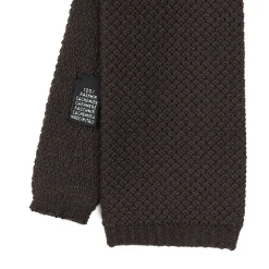 E.Marinella CRAVATTA TRICOT IN CASHMERE MARRONE SCURO Tinta unita Online